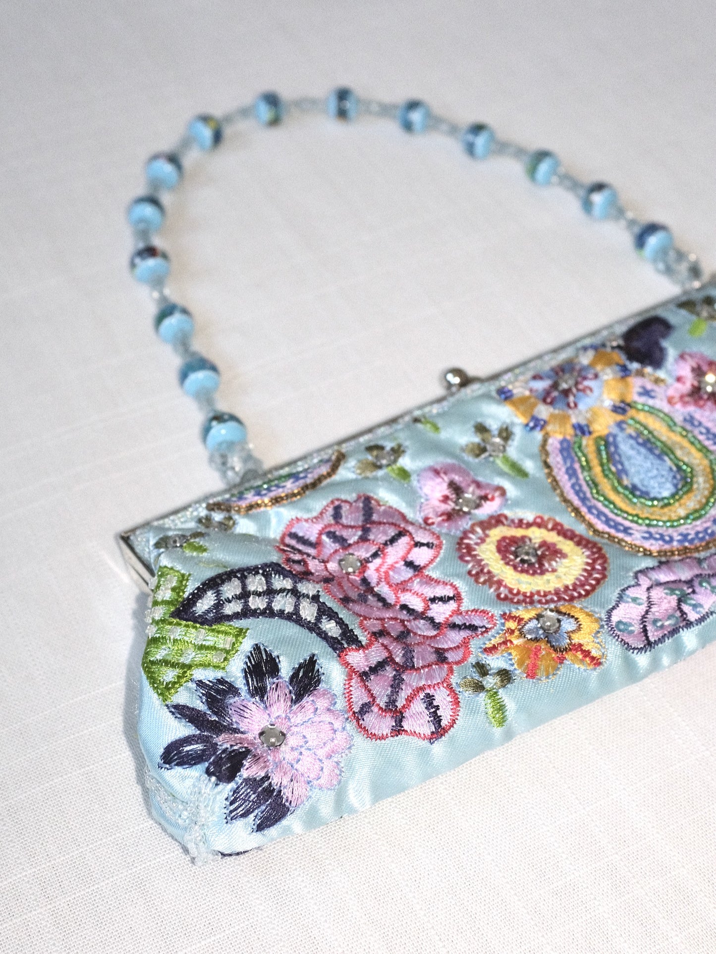 Baby Blue Beaded Frame Bag