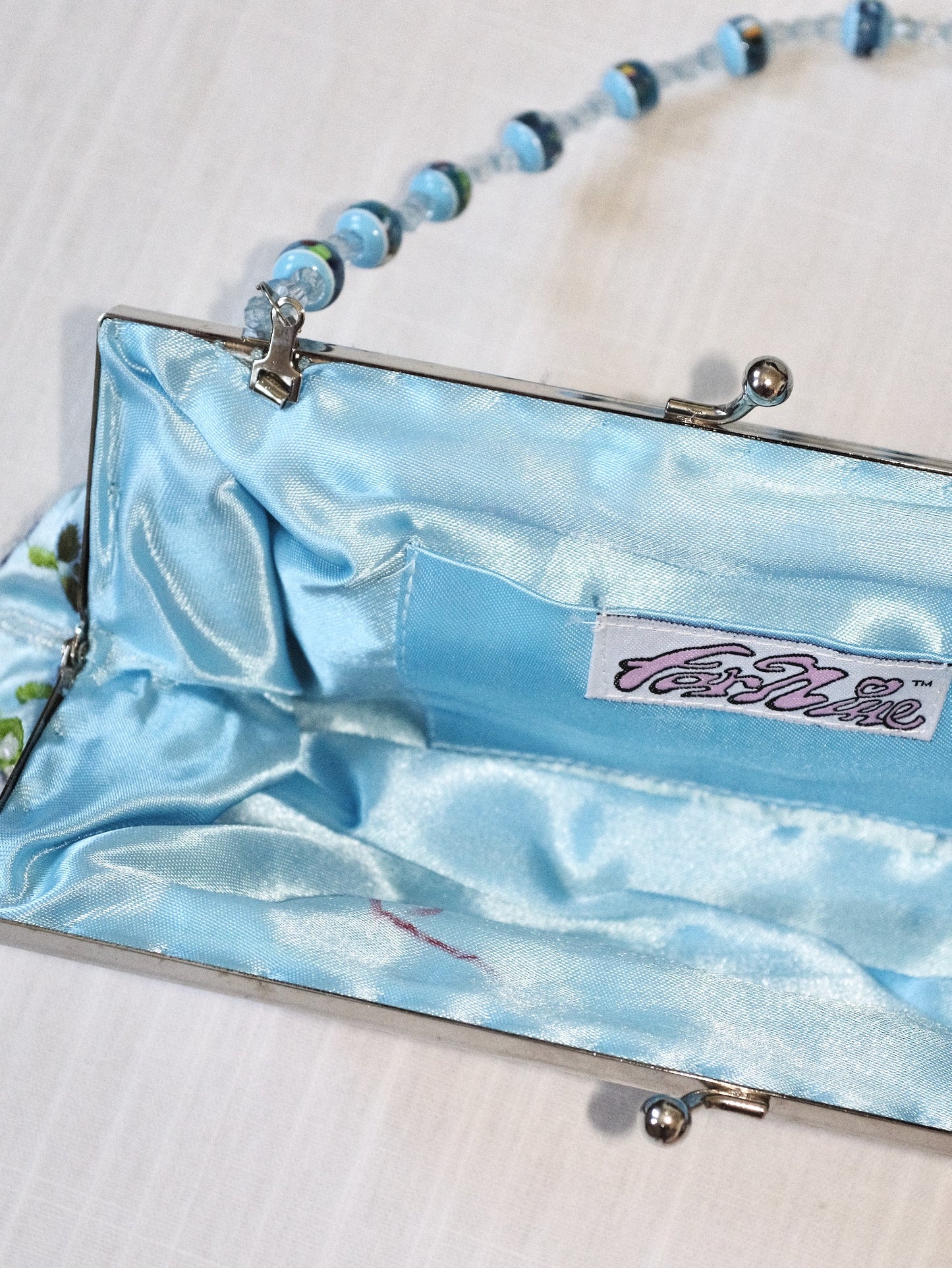 Baby Blue Beaded Frame Bag