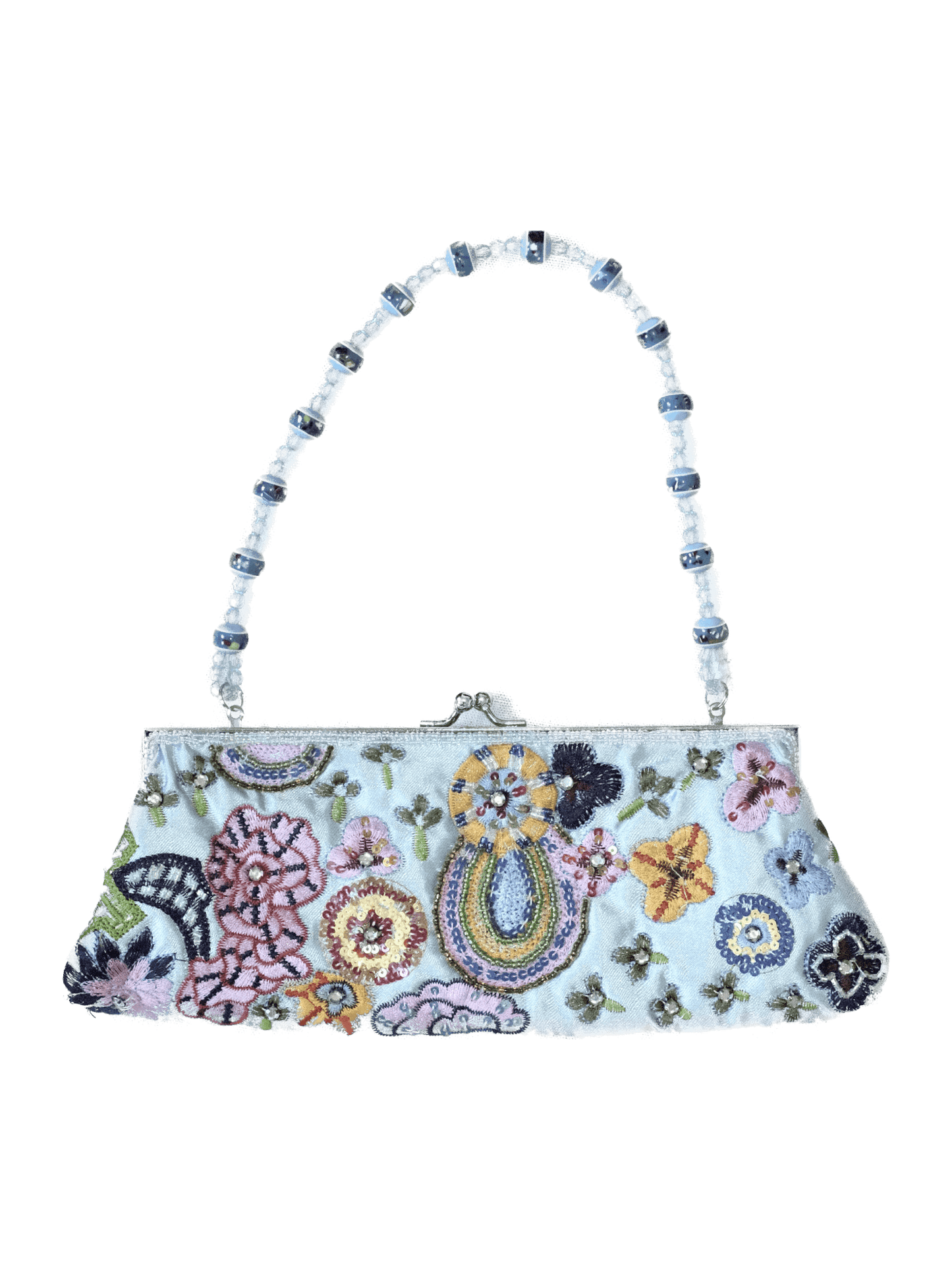 Baby Blue Beaded Frame Bag