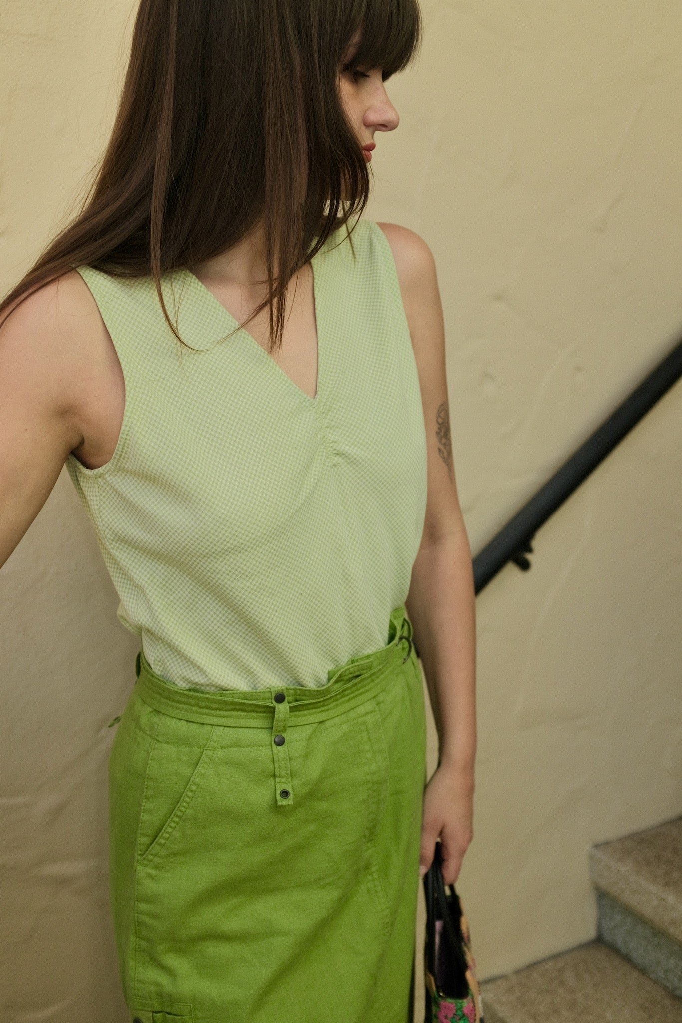 Vintage Green Gingham Tank