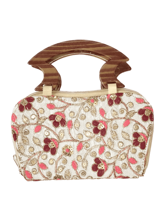 Vintage Floral Embroidered Sequin Clutch